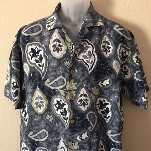 Tommy Bahama Men Silk Camp Shirt Short Sleeve L